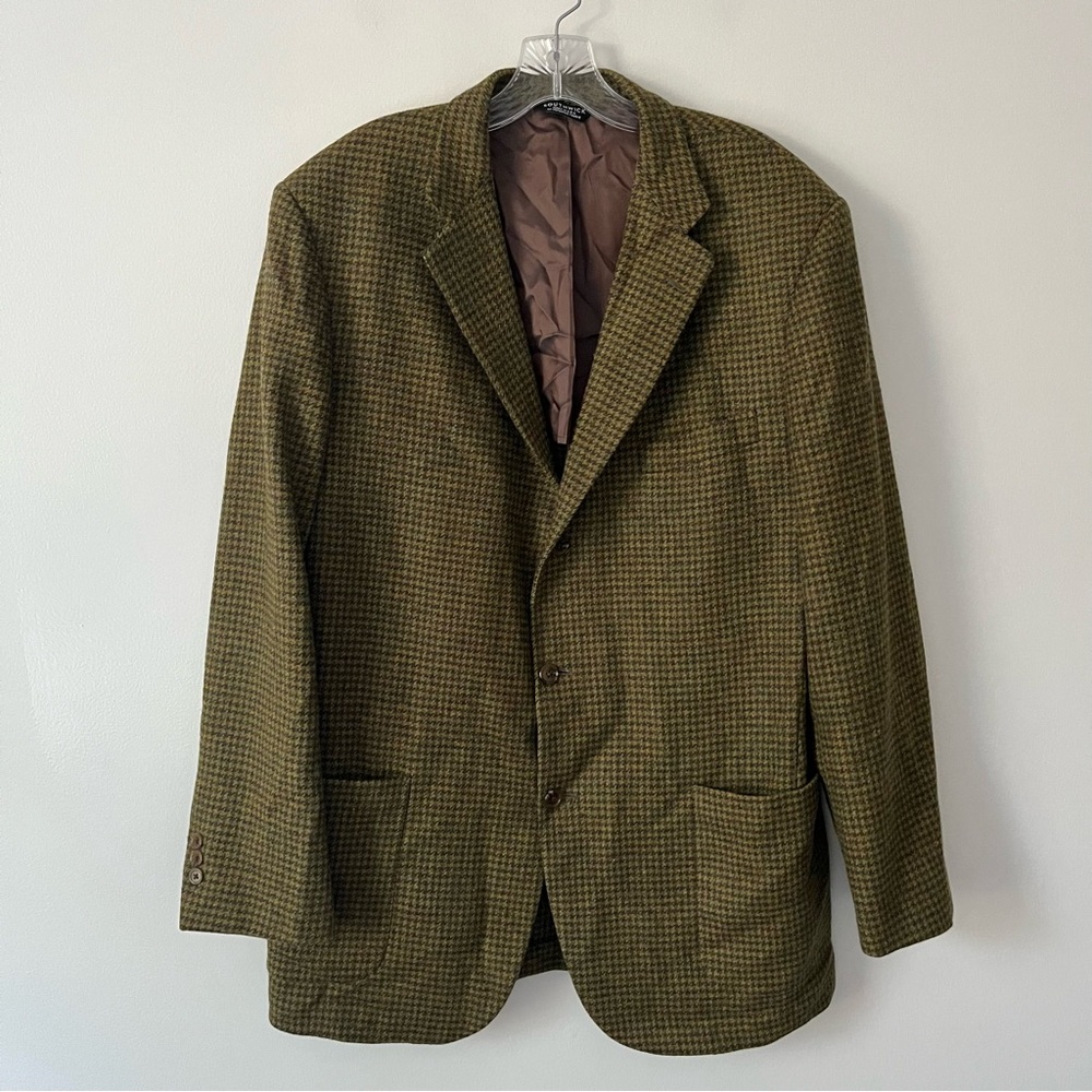 Vintage Southwick Made In USA Houndstooth Blazer Jacket Wool Retro Grandpa 44R